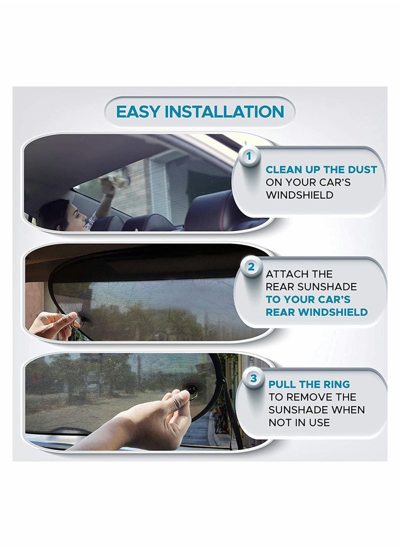 KASTWAVE - Car Window Shade Car Rear Windshield Sunshade, Screen Mesh Cover | Universal Mesh Back Window Visor with Suction Cup | UV/Sun/Glare Protection for Baby Fit for Car/SUV (40" x 20") - Image 1