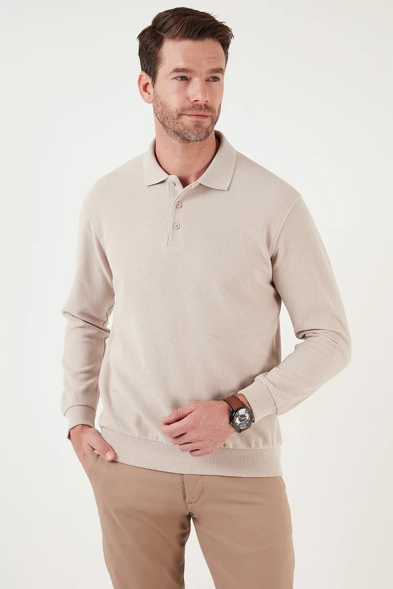 Buratti Cotton Blend Regular Fit Polo Neck Sweater Men's Sweater 456223