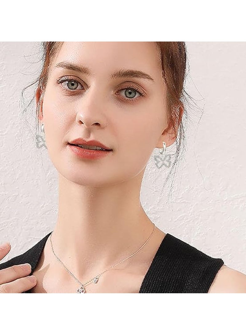Huitich Silver Color Tone Crystal Butterfly Jewelry Set Necklace, Bracelet & Earrings  - Image 2