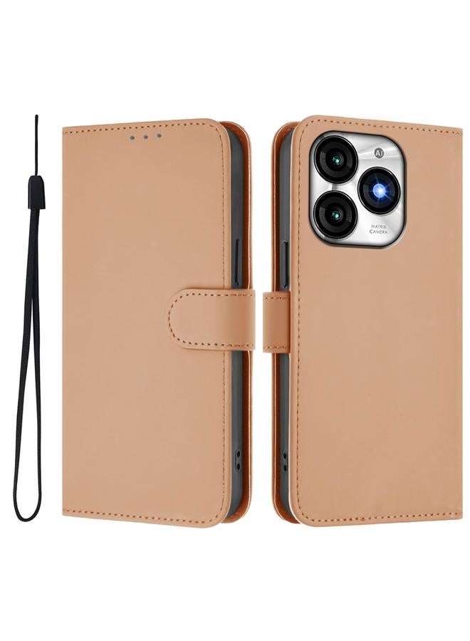 إيروريكس جراب لهاتف itel A70 مصنوع من الجلد بلون سادة مع حبل تعليق - Image 2