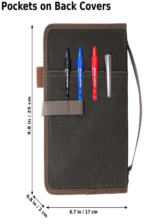 VEAPILS Field Journal Notebook A5 Planner Cover, Travel Journal for Men & Women A5 Travelers Notebook Cover, Water Resistant Waxed Canvas A5 Cover with Pen Holder, Included 5.8" x 8.3" Refillable Field Book - Image 4