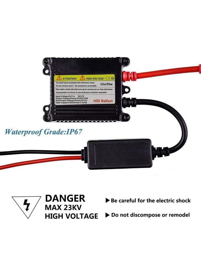 صابورة HID من قطعتين، صابورة HID فائقة النحافة بجهد 12 فولت 55 وات، طقم صابورة مصابيح زينون عالمية لمصابيح H1 H4 H3 H7 H8 H9 H11 H13 9003 9005 9006 9007 (المقاس: 55 وات) - Image 3