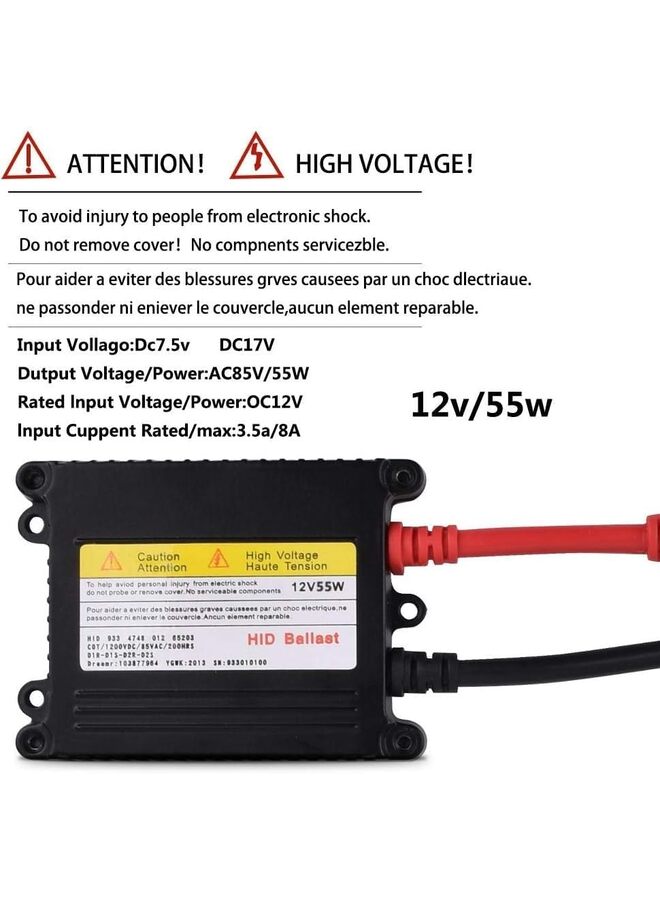 صابورة HID من قطعتين، صابورة HID فائقة النحافة بجهد 12 فولت 55 وات، طقم صابورة مصابيح زينون عالمية لمصابيح H1 H4 H3 H7 H8 H9 H11 H13 9003 9005 9006 9007 (المقاس: 55 وات) - Image 4