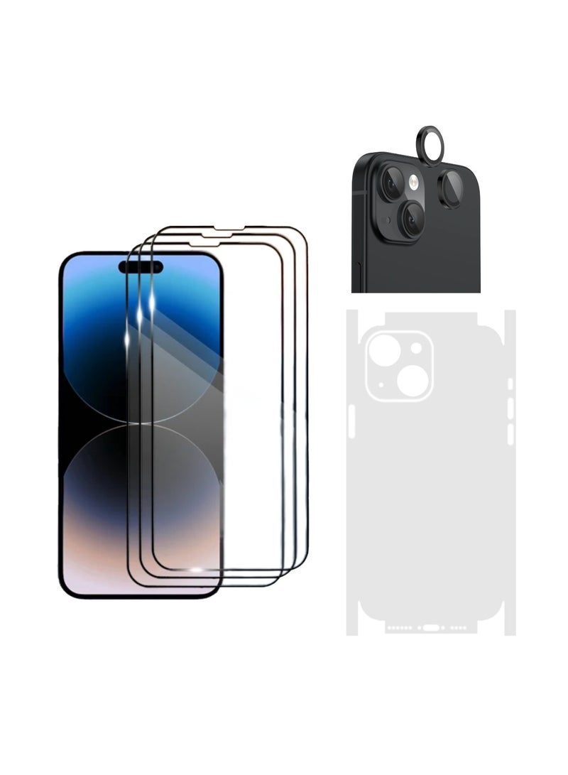 Digi Core مجموعة التغطية الكاملة لـ iPhone 14، واقي شاشة iPhone 14، 3 عبوات 6.1 بوصة، حواف منحنية 2.5D مع واقي عدسة كاميرا iPhone 14 وورقة شفافة من PVC مضادة للخدش (iPhone 14، منتصف الليل) - Image 1