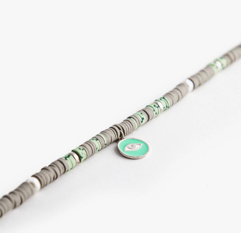Minza “Green Eyes” Women’s Necklace, Sterling Silver 925 Eye Pendant, Pearls & Fimo Beads, Adjustable Chain Necklace for Women, Jewelry for Casual & Special Occasion. - Image 4