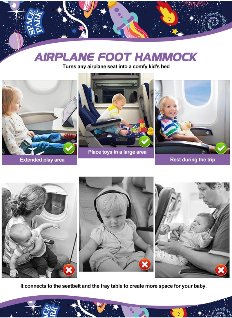 URbazaar - Toddler Travel Bed，Toddler Airplane Seat Extender, Foldable Travel Bed for Kids, Portable Plane Travel Essentials for Toddler Leg Rest & Lie Down, with Side Pockets (BLUE) - Image 1