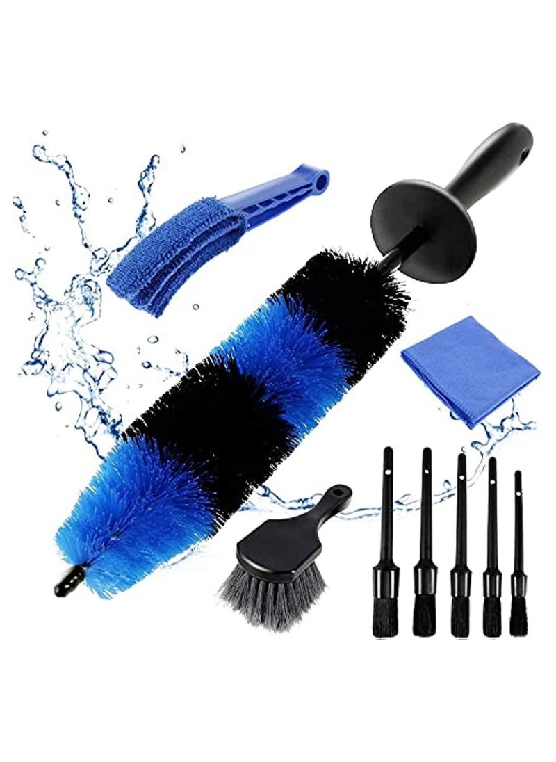 Excefore 9pcs Car Wheel Brush Set Detailing Brush Tire Brush 17Inch Long Soft Wheel Brush 5 Car Detailing Brushes with Automotive Air Conditioner Brush Kit for Car Cleaning Brush Kit  - Image 1