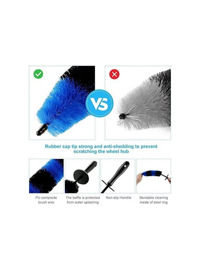Excefore 9pcs Car Wheel Brush Set Detailing Brush Tire Brush 17Inch Long Soft Wheel Brush 5 Car Detailing Brushes with Automotive Air Conditioner Brush Kit for Car Cleaning Brush Kit  - Image 4