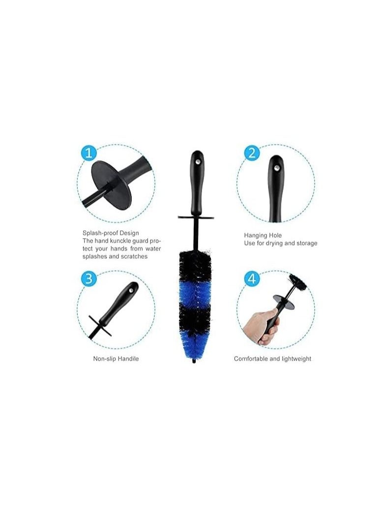 Excefore 9pcs Car Wheel Brush Set Detailing Brush Tire Brush 17Inch Long Soft Wheel Brush 5 Car Detailing Brushes with Automotive Air Conditioner Brush Kit for Car Cleaning Brush Kit  - Image 3