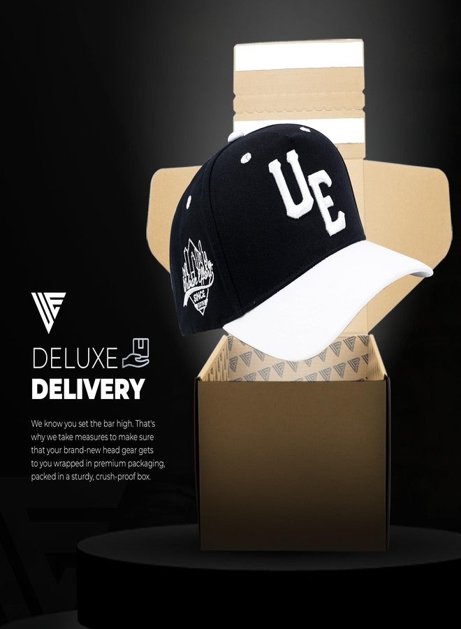 URBAN EFFORT Sports Cap - for Men and Women Baseball Hat 5-Panel Hat - Great Snapback Closure for Your Style & Outdoors (Curved Bill, Black/White) - Image 4