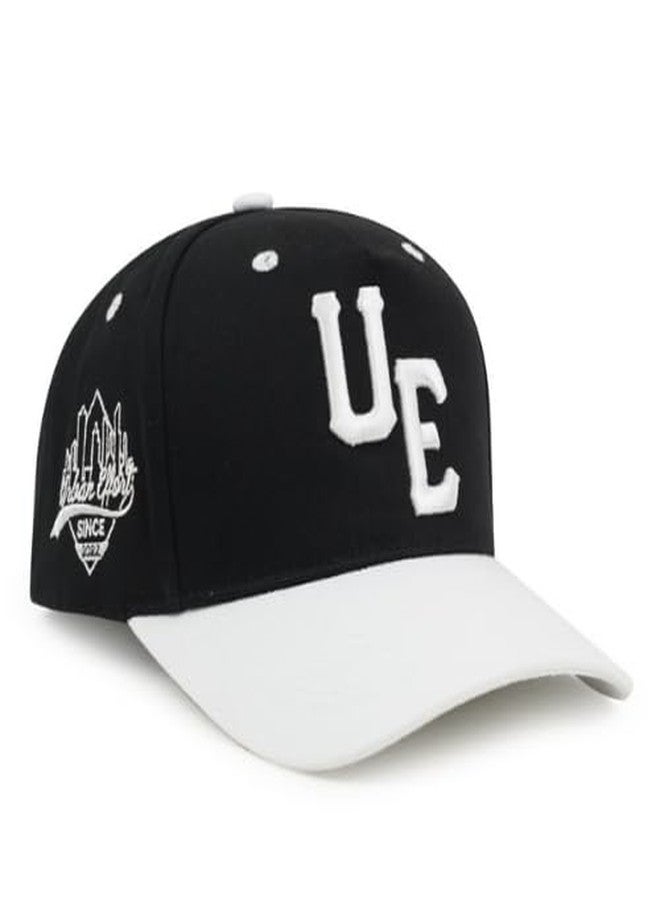 URBAN EFFORT Sports Cap - for Men and Women Baseball Hat 5-Panel Hat - Great Snapback Closure for Your Style & Outdoors (Curved Bill, Black/White) - Image 1