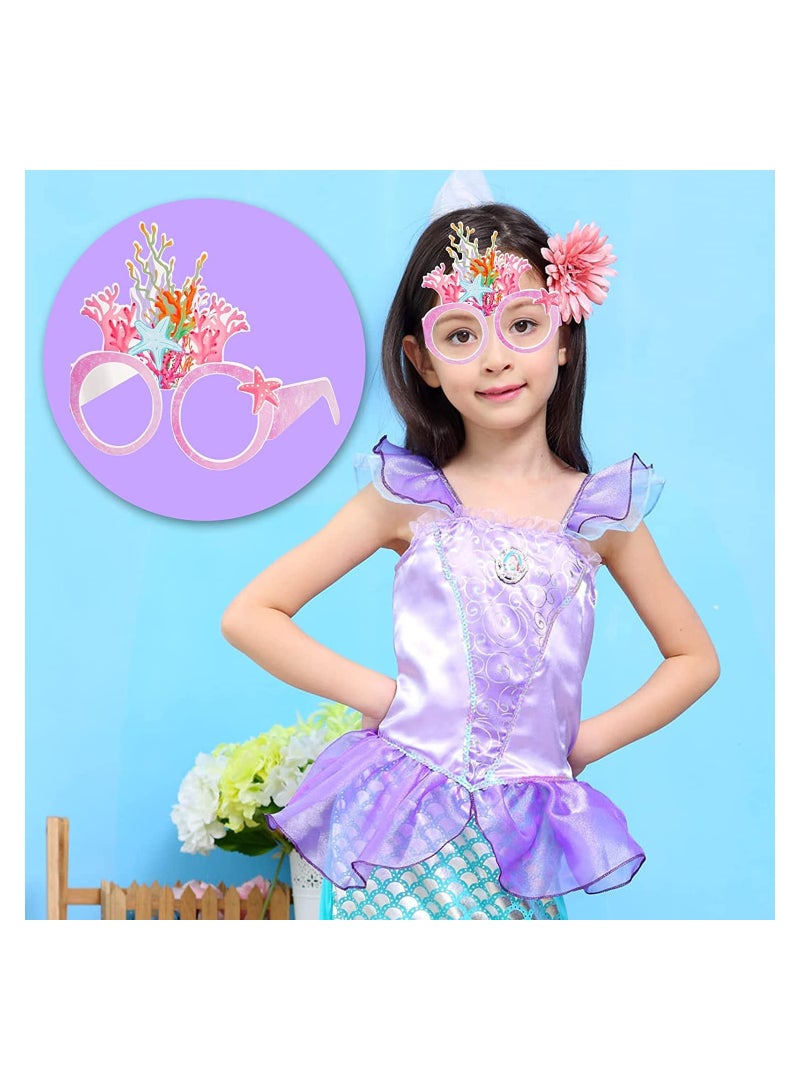 Zikra Mermaid Paper Party Glasses Masks for Kids, 24pcs Party Eyeglasses for Kids Birthday Party Photo Booth Props, Ocean Mermaid Paper Glasses Summer Party Children's Decoration Festival Party Photo Props - Image 4