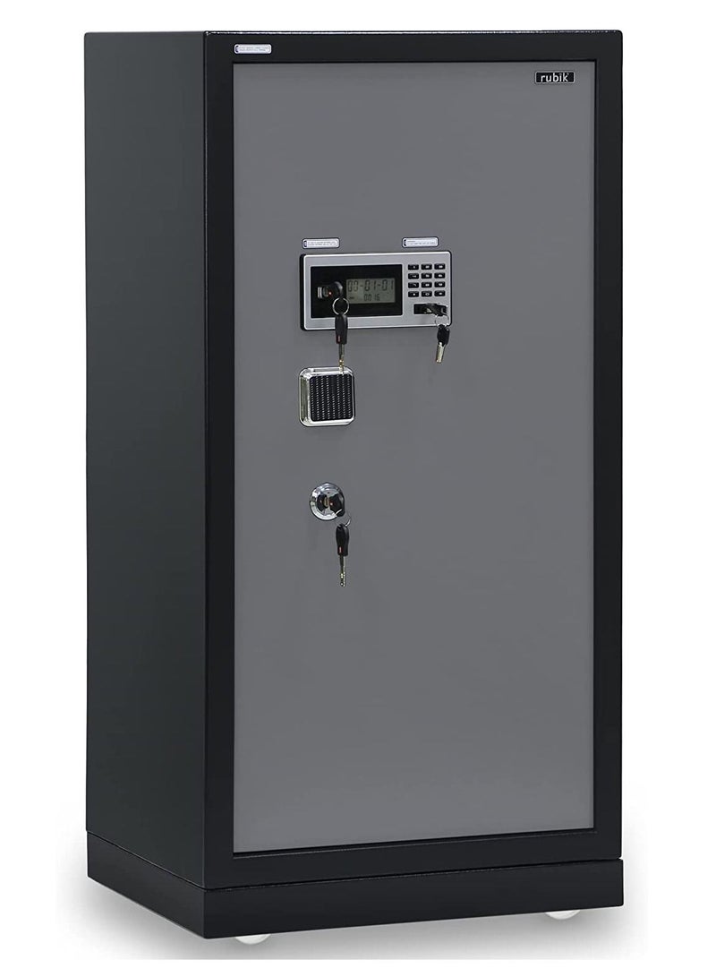 Rubik Safe Box X-Large Capacity, Triple Security Lock, Floor Standing with Wheels, Fire Resistant Coat, for Home Office (Size 120x60x49cm) Black/Grey  - Image 1