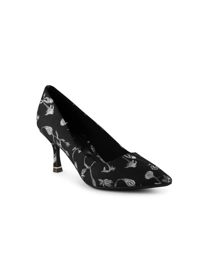 Vincci Black Women Pointed Toe Mid Heel Pumps for Women | Best Price UAE