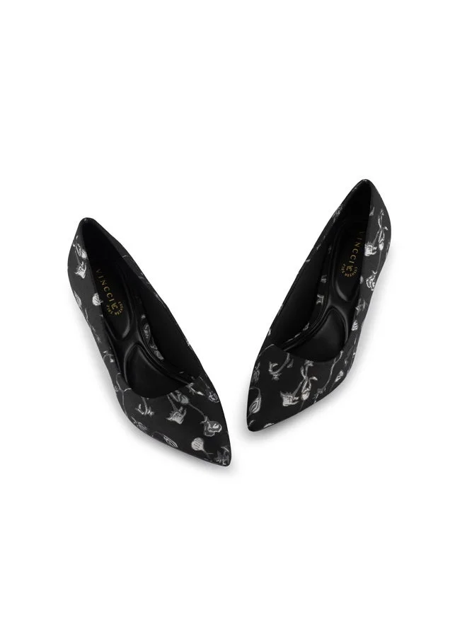 Vincci Black Women Pointed Toe Mid Heel Pumps for Women | Best Price UAE
