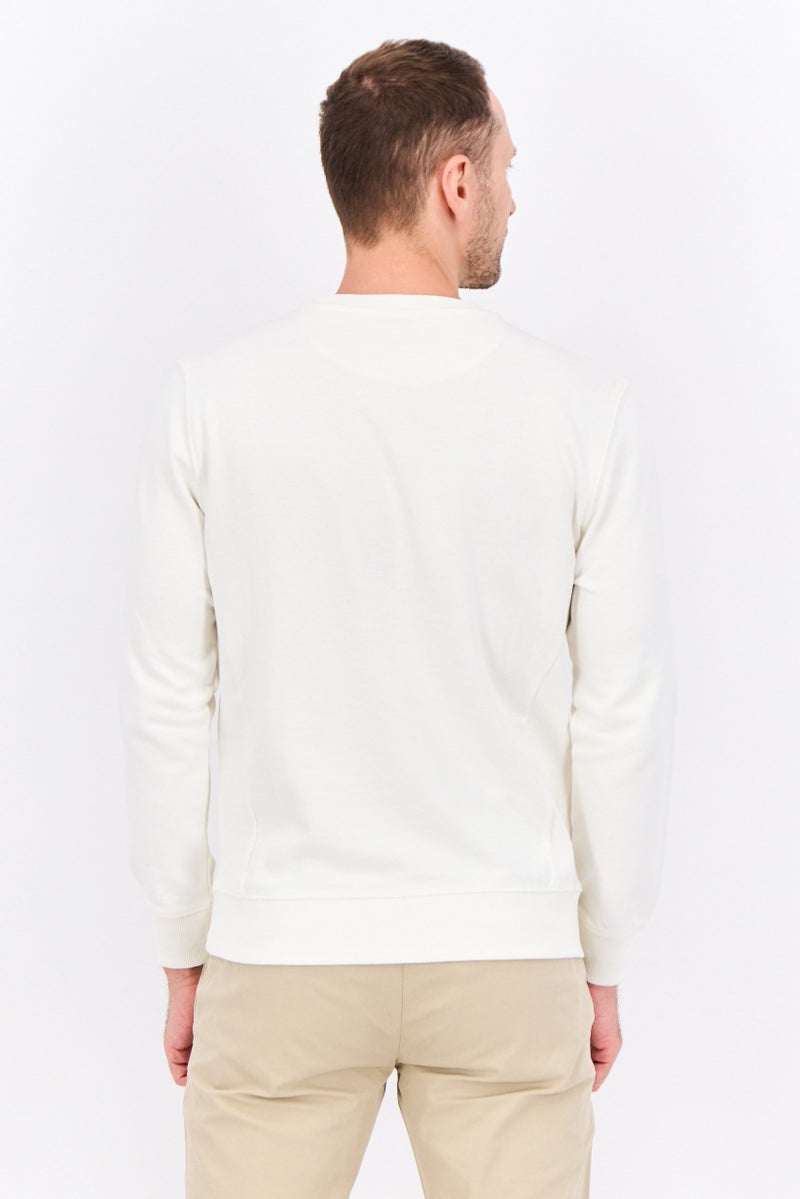 Sorbino Men Crew Neck Solid Long Sleeves Sweatshirt, Off White - Image 3