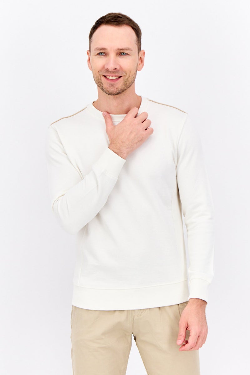 Sorbino Men Crew Neck Solid Long Sleeves Sweatshirt, Off White - Image 1