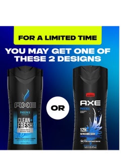 Axe AXE Body Wash Phoenix 4 Count 12h Refreshing Scent Crushed Mint & Rosemary Men's Body Wash with 100% Plant-Based Moisturizers 16 oz  - Image 2
