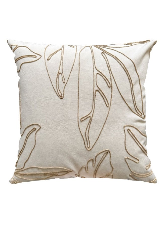Donatella Leaf Embroidered Detail Decorative Cushion Beige and Brown 43 x 43 cm 461070
