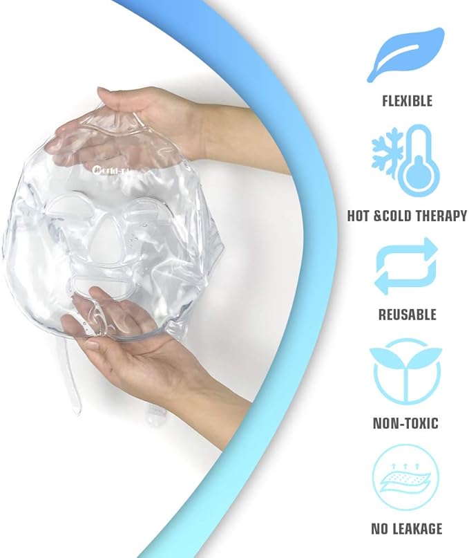 WORLD-BIO Face Ice Pack for Injuries Reusable Cooling Face Mask Gel Ice Pack for Face Swelling 78 x 78 Face Cold Pack Hot Cold Compress for Face Swollen Puffy Face Tired Eyes - Image 2