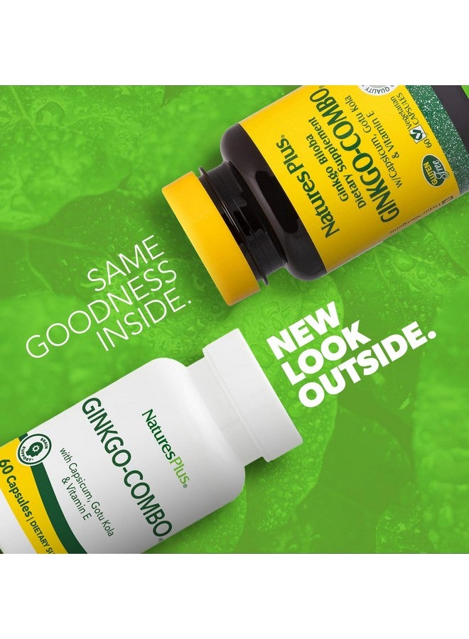 NaturesPlus نيتشرز بلس جينكو-كومبو - 120 ملغ، 60 كبسولة نباتية - جنكو بيلوبا - نباتي، خالي من الغلوتين - 60 حصة - Image 2