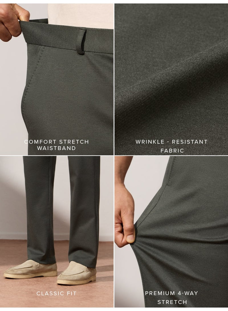 The Souled Store Men Dark Olive Green Solid Regular Fit All-Day Pants - Image 3