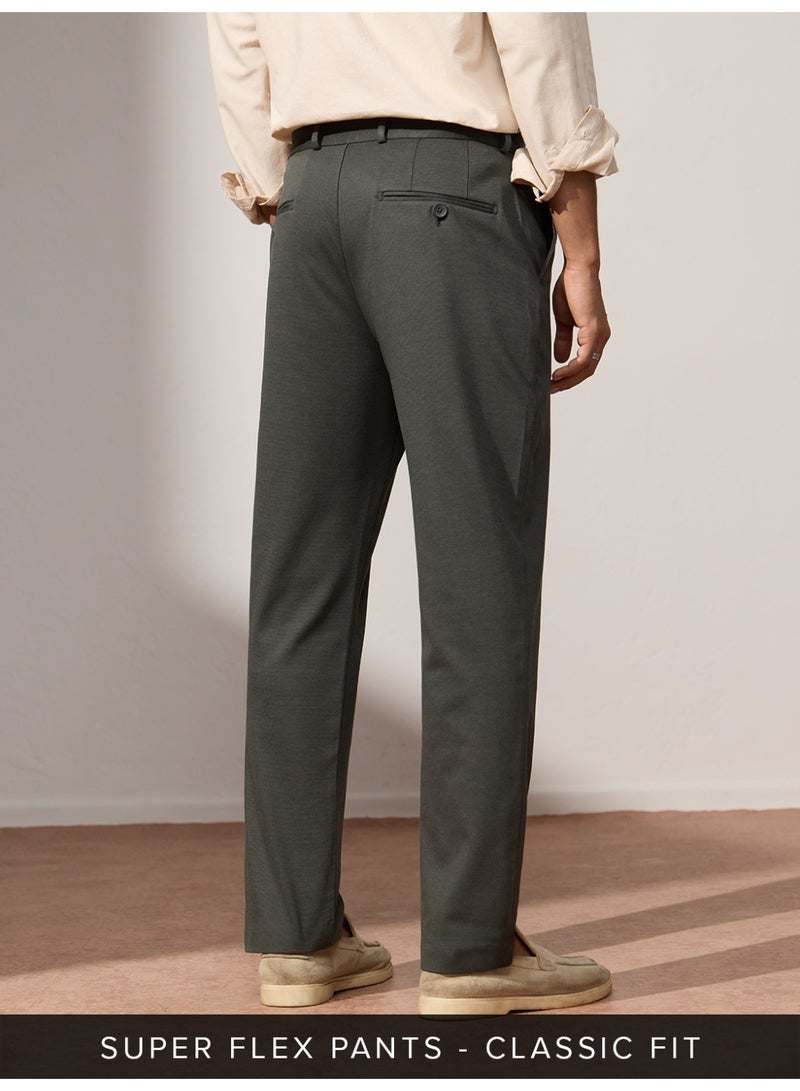 The Souled Store Men Dark Olive Green Solid Regular Fit All-Day Pants - Image 5