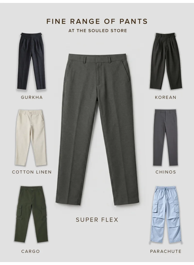 The Souled Store Olive Green The Souled Store Men Dark Olive Green Solid Classic Fit All-Day Pants for Men | Best Price UAE