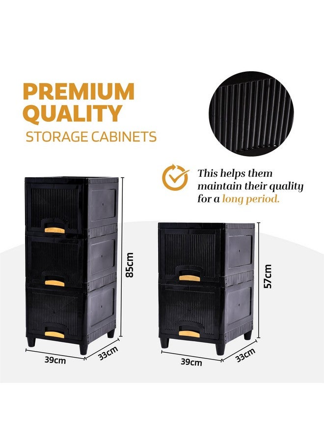 Kuber Industries Kuber Industries 5 Units Modular Cabinet Storage Organizer (3 + 2) | Foldable Kid Wardrobe for Cloth & Toys | Easy to Assemble Closet & Space-Saving Cupboard/Plastic Almirah for Cloth | Black  - Image 3