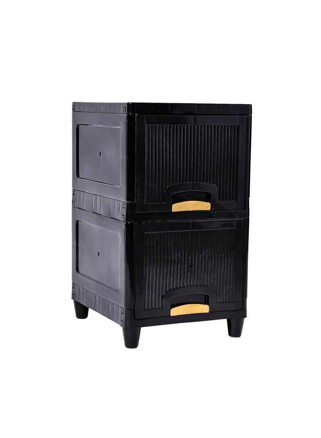Kuber Industries Kuber Industries 5 Units Modular Cabinet Storage Organizer (3 + 2) | Foldable Kid Wardrobe for Cloth & Toys | Easy to Assemble Closet & Space-Saving Cupboard/Plastic Almirah for Cloth | Black  - Image 2