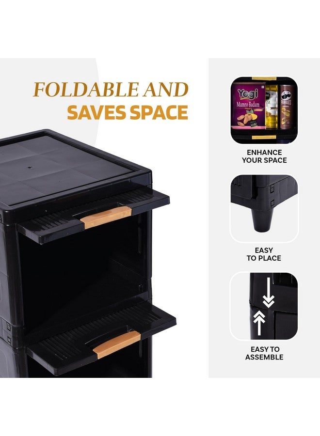 Kuber Industries Kuber Industries 5 Units Modular Cabinet Storage Organizer (3 + 2) | Foldable Kid Wardrobe for Cloth & Toys | Easy to Assemble Closet & Space-Saving Cupboard/Plastic Almirah for Cloth | Black  - Image 4