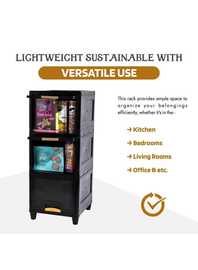 Kuber Industries Kuber Industries 5 Units Modular Cabinet Storage Organizer (3 + 2) | Foldable Kid Wardrobe for Cloth & Toys | Easy to Assemble Closet & Space-Saving Cupboard/Plastic Almirah for Cloth | Black  - Image 5