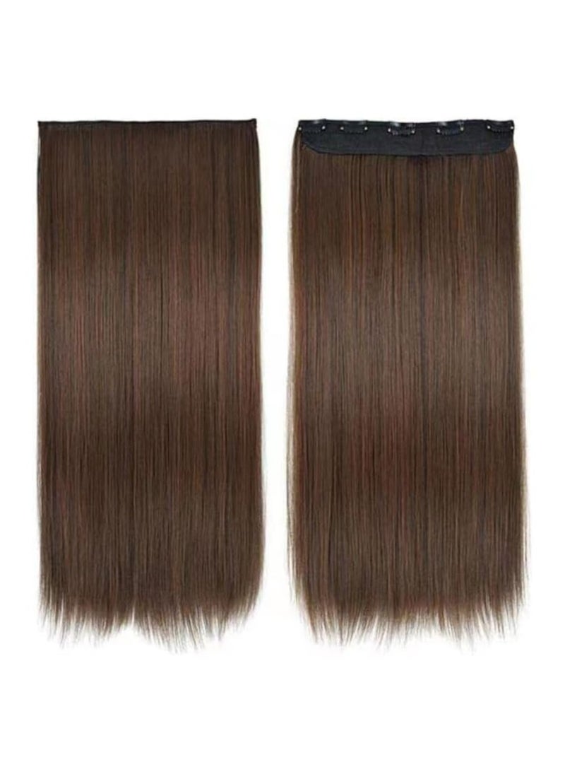 إستيل وصلة شعر كاملة الرأس قطعة واحدة طويلة مستقيمة ومموجة، مع 5 مشابك مناسبة للنساء والفتيات، اللون رقم 2M30 مستقيم - Image 2