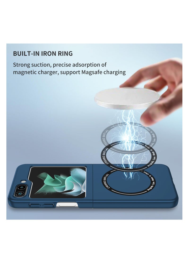 For Samsung Galaxy Z Flip5 Case, for Samsung Z Flip 5 Slim Thin Shockproof Full-Body Protective Cover Phone Case, Compatible with MagSafe Wireless Charger, for Samsung Galaxy Z Flip 5 5G CX (Blue)