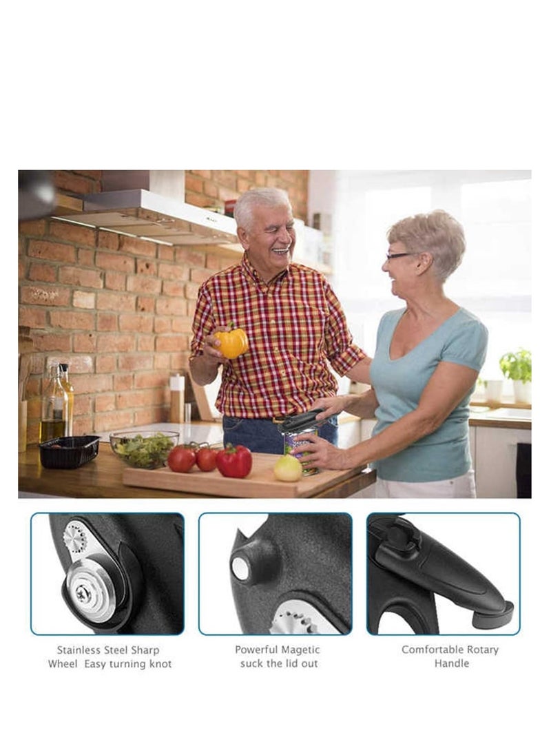 SYOSI - Manual Safety Side Cut Can Opener, Smooth Edge, Long Handle Swing Away Can Opener, Manual Rotating Shaft Designed Save Effort, Manual Can Opener Suitable for Women or Seniors, Suitable for Home - Image 1