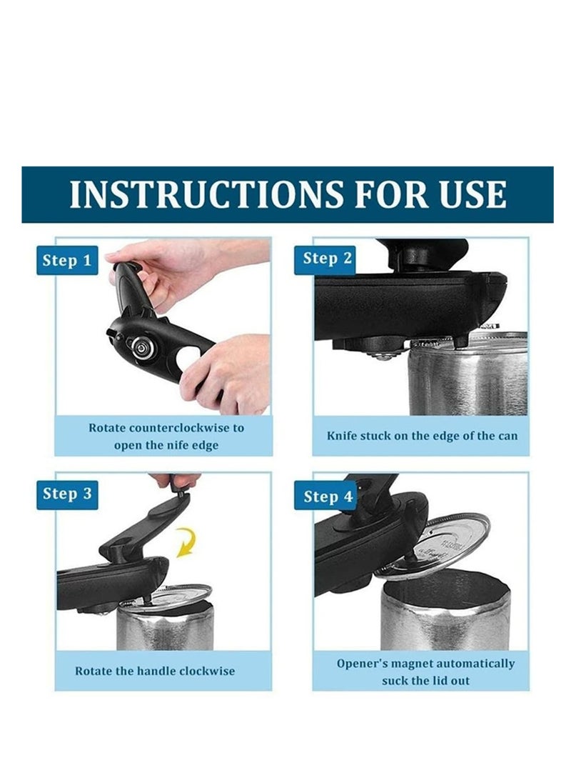 SYOSI - Manual Safety Side Cut Can Opener, Smooth Edge, Long Handle Swing Away Can Opener, Manual Rotating Shaft Designed Save Effort, Manual Can Opener Suitable for Women or Seniors, Suitable for Home - Image 1