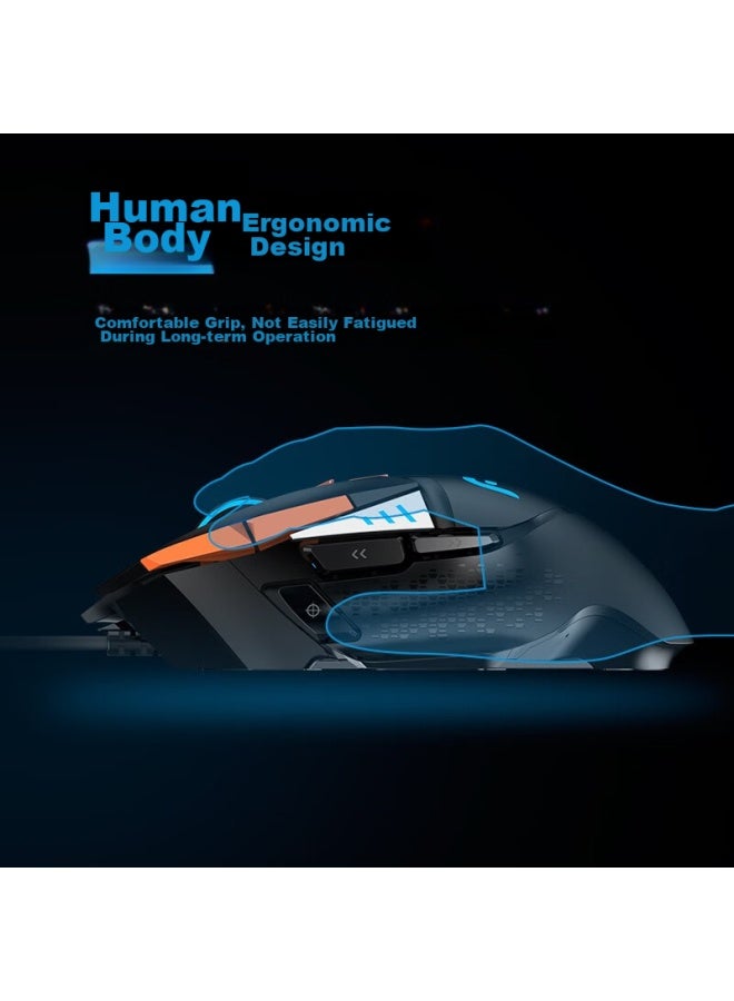 Dearmo F35 Wired Gaming Mouse, Rgb Mouse, Pubg Mouse, With Weights And Counterweights, Orange And Black, 6000dpi - Image 4
