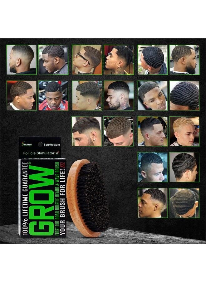 BBS BEST BEARD STUFF - Grow First Cut Boar Bristle Beard & Wave Brush For Men 360 Beard/Hair Growth Follicle Stimulator Exfoliate Detangle Moisturize Improve Circulation & Blood Flow (Usa) - Image 1