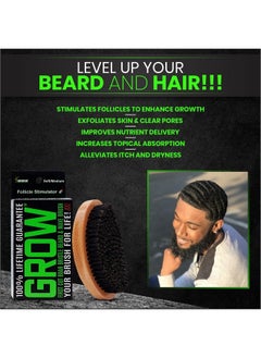 BBS BEST BEARD STUFF Grow First Cut Boar Bristle Beard & Wave Brush For Men 360 Beard/Hair Growth Follicle Stimulator Exfoliate Detangle Moisturize Improve Circulation & Blood Flow (Usa)  - Image 3