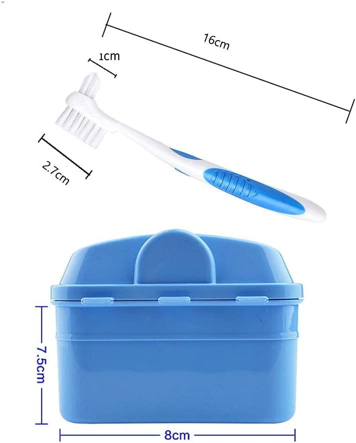 Y-Kelin Denture Retainer Cleaner Kit, Denture Cleaning Case with Denture Brush (Blue) - Image 2