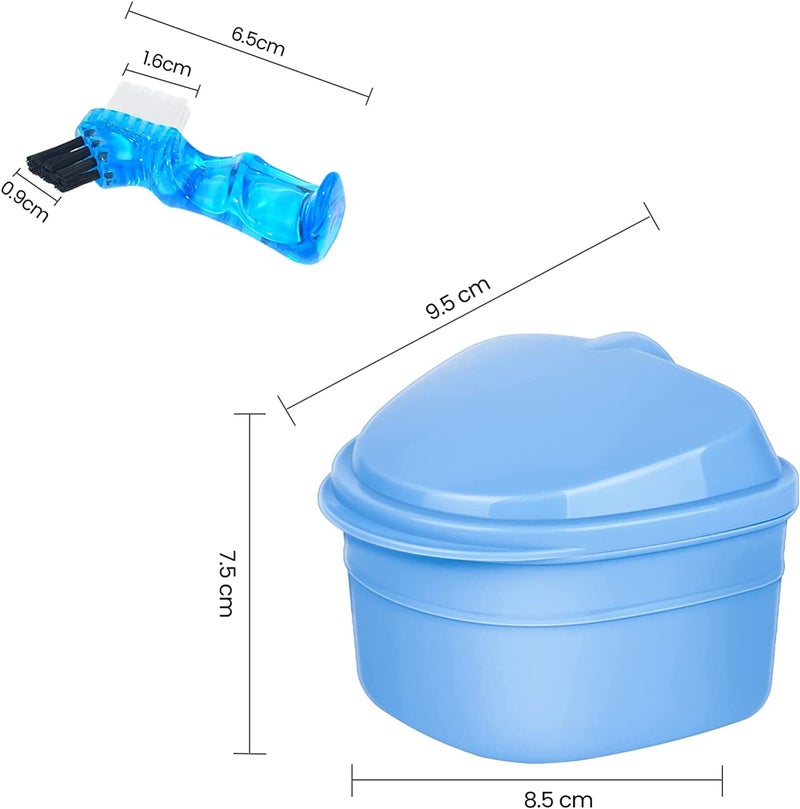 Y-Kelin Denture Retainer Cleaner Kit, Denture Cleaning Case with Denture Brush (Blue) - Image 3