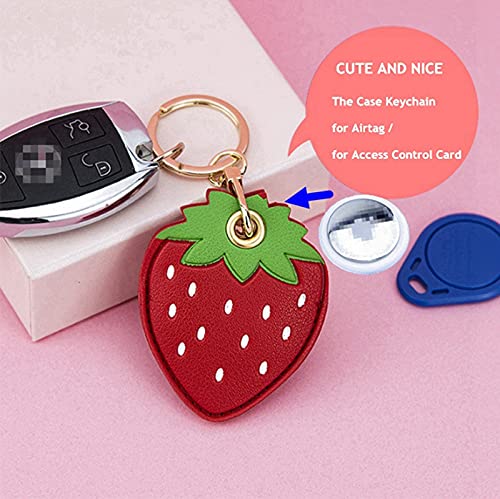 Tomcrazy 2 Pack 3in1 Cartoon Protective Case for Airtag Cover Samsung Galaxy SmartTag Cases Tile Mate Eufy Security SmartTrack Link Keychain Key Finder (1 Strawberry & 1 Lemon) - Image 3