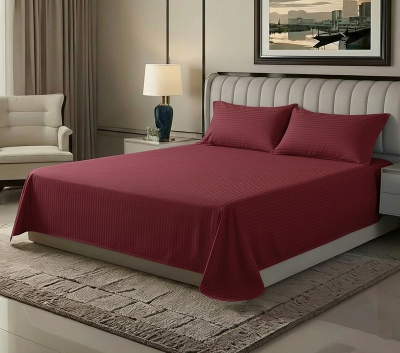 ماكسكون طقم ملاية سرير مايكروفايبر فاخر مكوّن من 3 قطع – ملاية مسطحة مقاس (230×255 سم) مع 2 كيس وسادة (50×75 سم) – ناعم جداً، قابل للتنفس، ومقاوم للتجاعيد – مناسب لأسرة الكوين والكينج – مثالي للاستخدام المنزلي والفندقي - Image 1