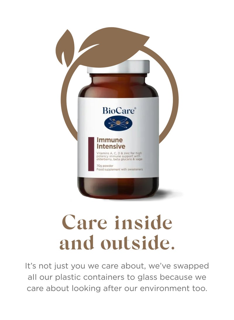 Biocare Immune Intensive Vitamins A C D And Zinc For High Potency Immune Support with Elderberry, Beta Glucans & Sage, 70g Powder Food Supplement With Sweeteners  - Image 2