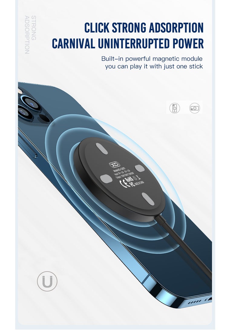 XO شاحن لاسلكي مغناطيسي من INET Magsafe بقوة 15 وات - أسود - Image 3