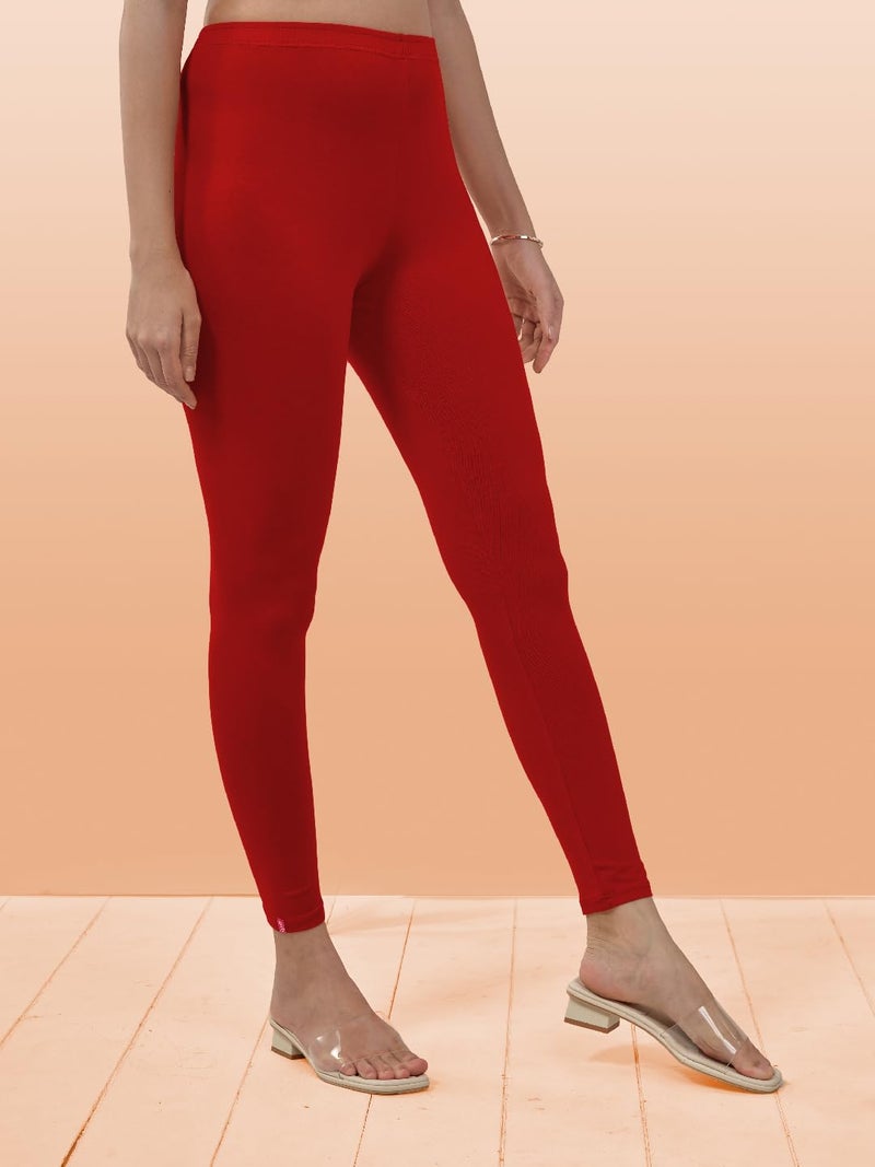 Lyra Women Solid Premium Cotton Ankle Length Leggings | Mid-Waist | Fashionwear - Image 3