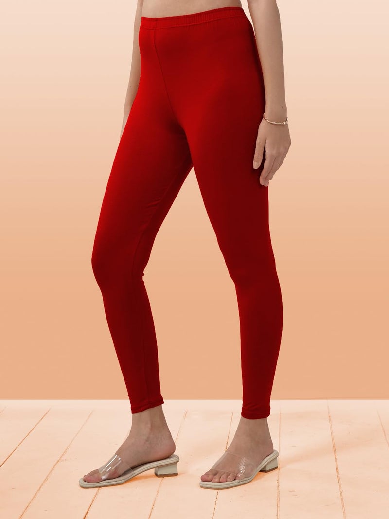 Lyra Women Solid Premium Cotton Ankle Length Leggings | Mid-Waist | Fashionwear - Image 4
