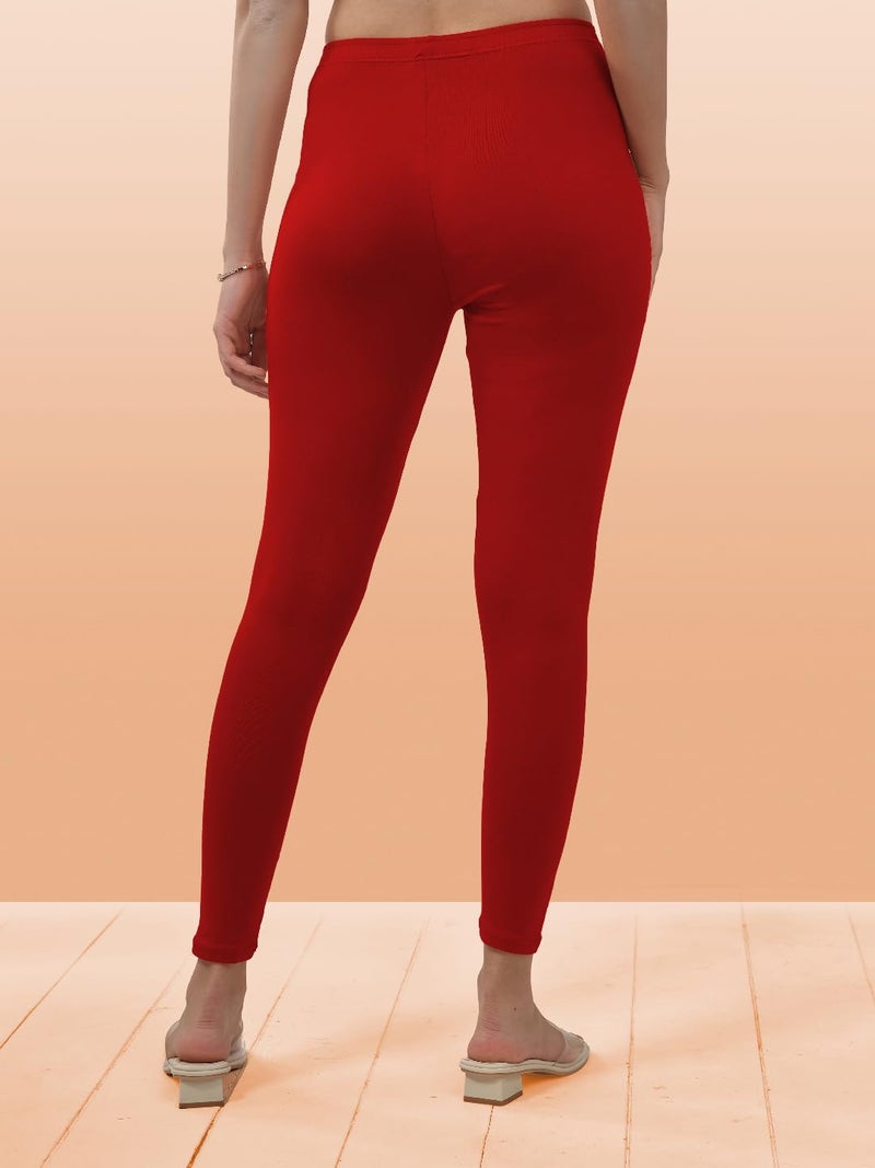 Lyra Women Solid Premium Cotton Ankle Length Leggings | Mid-Waist | Fashionwear - Image 2