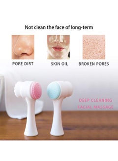 BONITO 2 Pack Facial Cleansing Brush, Double-headed Silicone Facial Cleansing and Exfoliating Waterproof Manual Face Wash Brush for Deep Pore Exfoliation, Wash Makeup  - Image 2