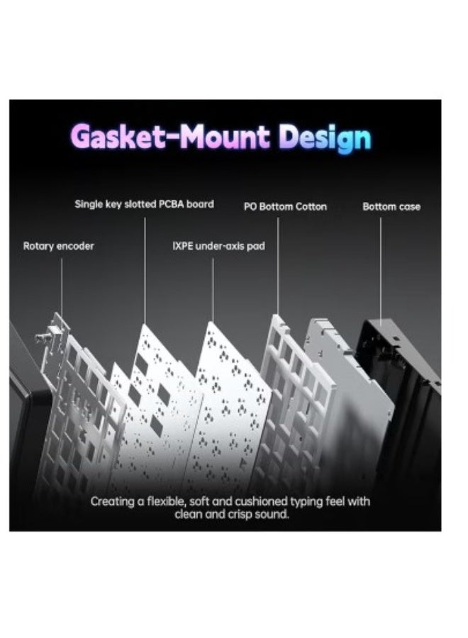 AULA F75 MAX Wireless Gaming Keyboard w/Smart Display & Knob,75% Hot Swappable Custom Mechanical Keyboard, RGB Backlit,Pre-lubed Linear Switches,Side Printed PBT Topographic Keycaps(Grey) - Image 2